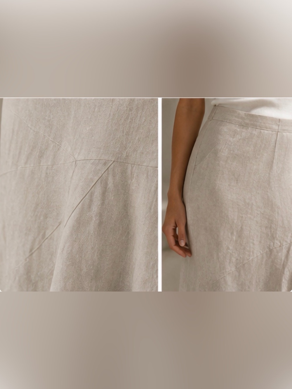 Theory 100% Linen Asymmetrical Maxi Skirt | Minimalist Ivory Neutral size 2 - Picture 5 of 12
